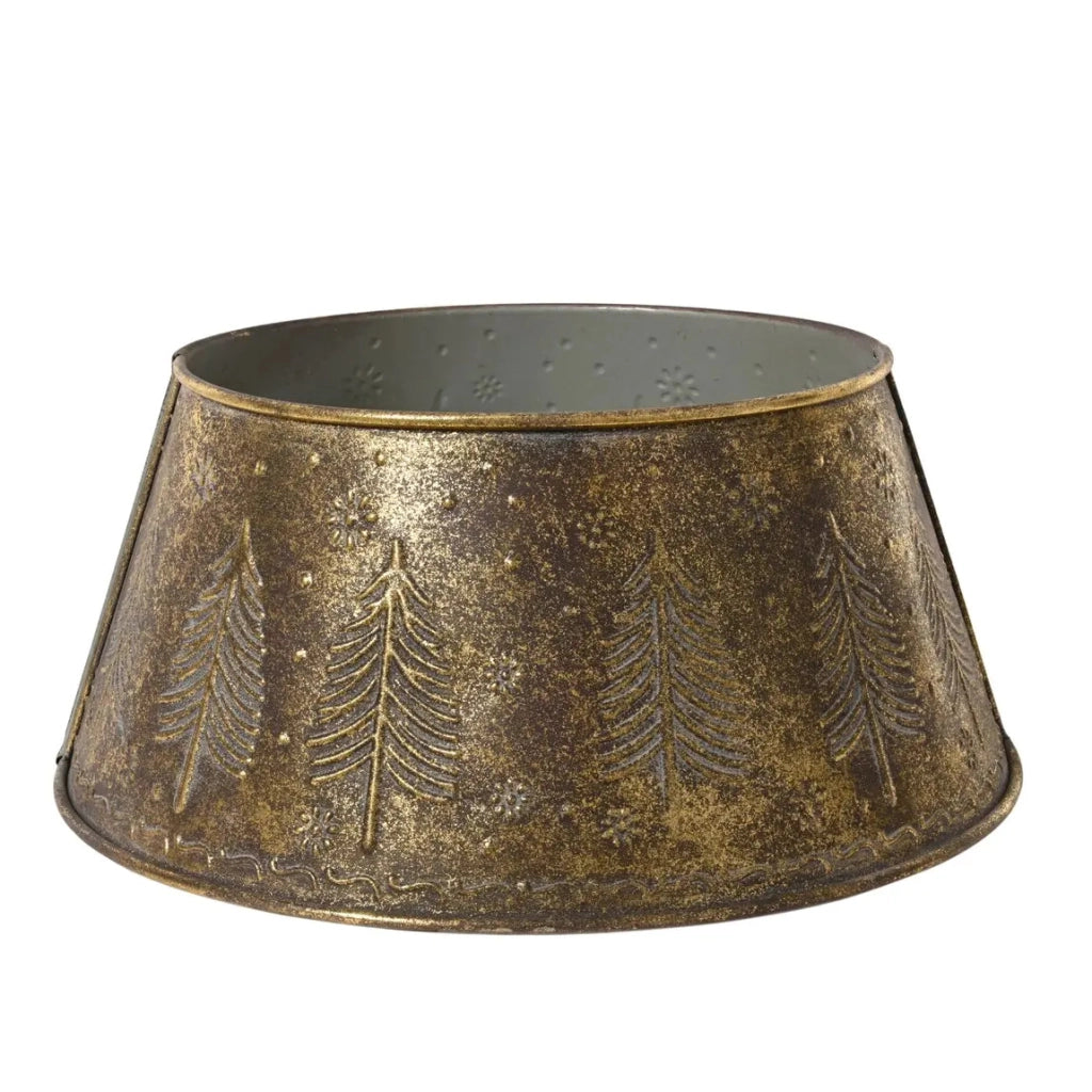 Copribase per albero di Natale in ferro bronzo antico Ø57 × H25 cm