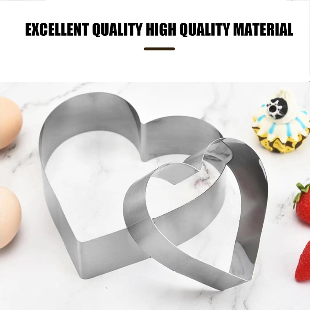 Set di formine a cuore, 5 pezzi, in acciaio inossidabile, dimensioni da 4 a 11,5 cm