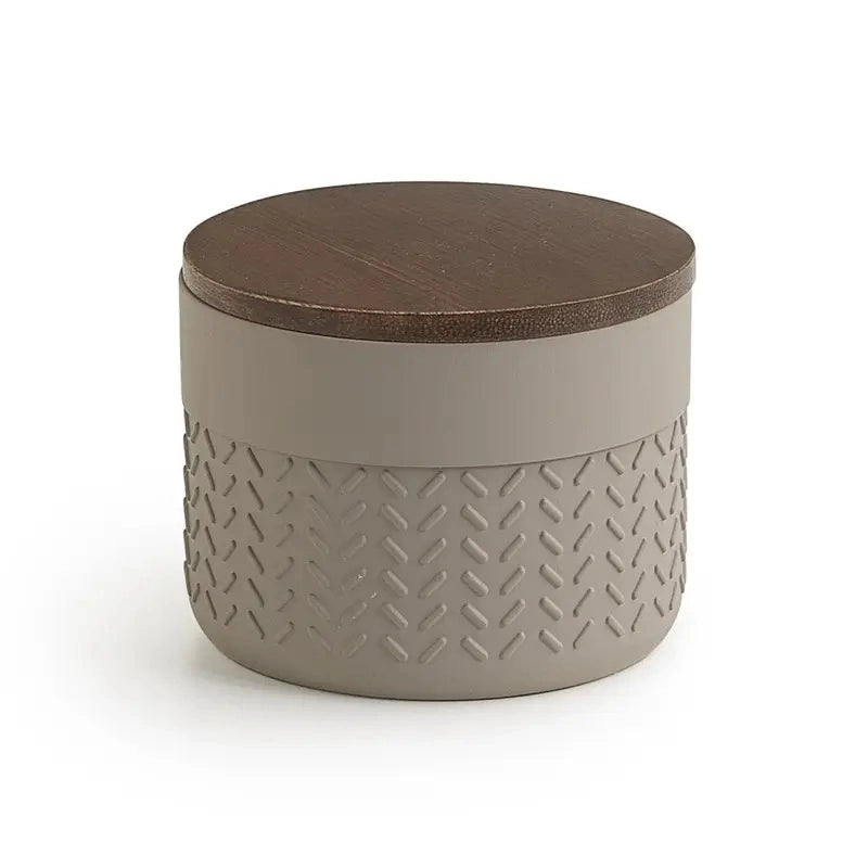 Contenitore organizer Thea in resina e bambù 7,3 x 9,5 x 9,5 cm grigio/naturale