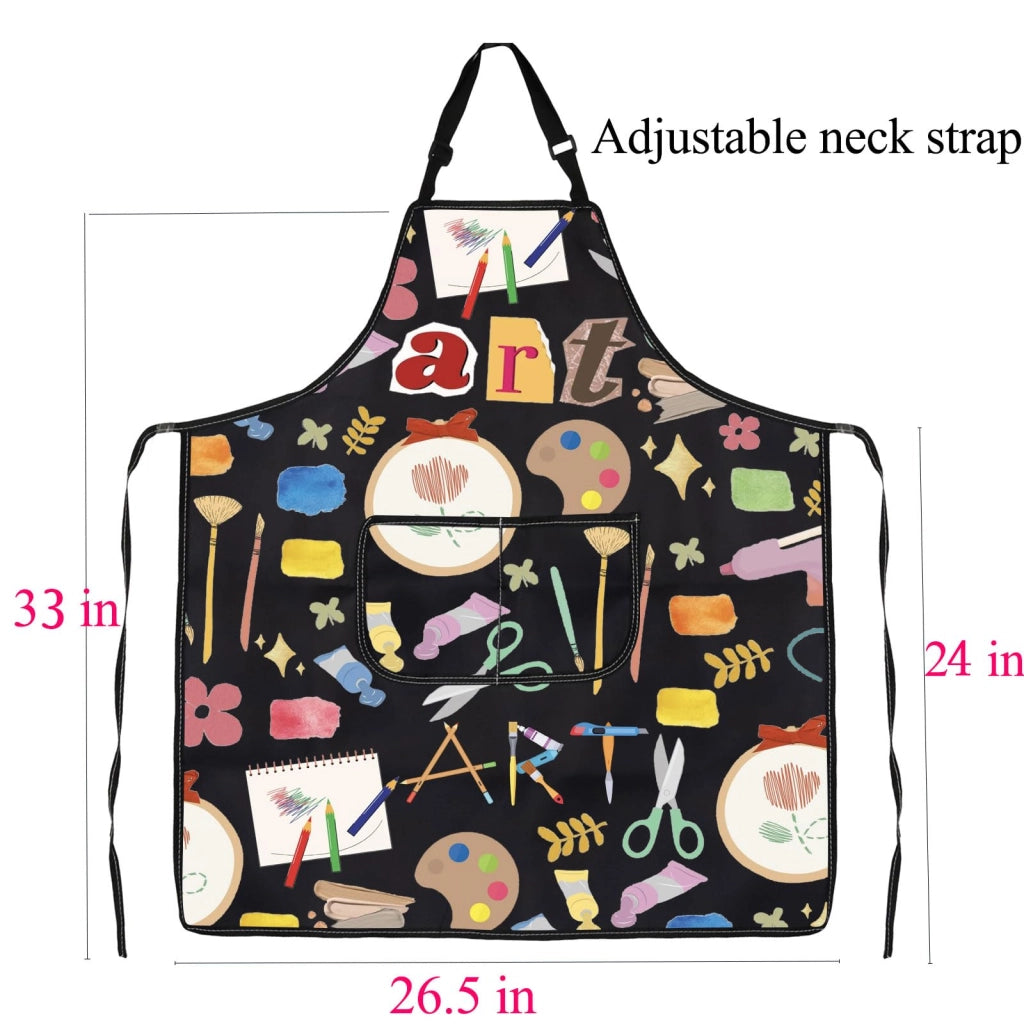 Grembiule da lavoro per artisti, con tasche, impermeabile, 72x68 cm, colore nero