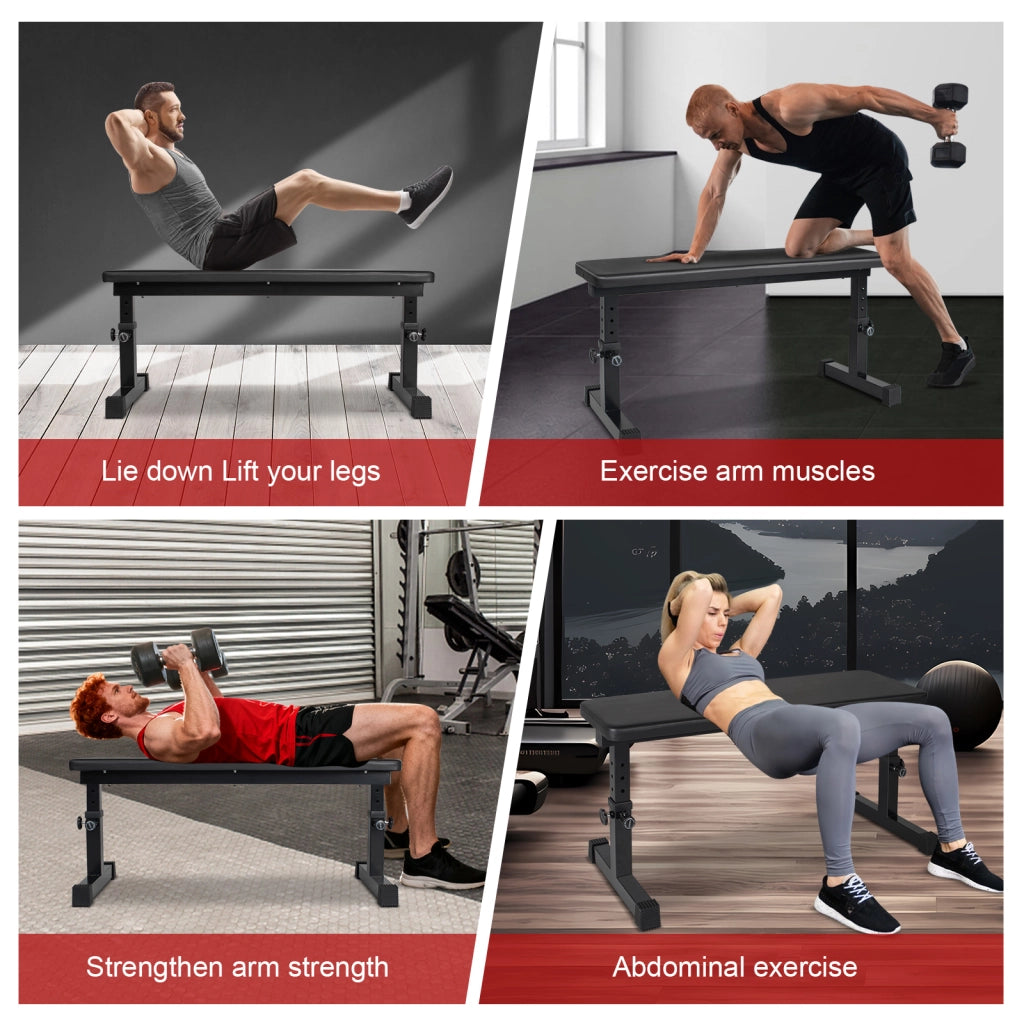 Panca da allenamento regolabile in altezza in ferro nero, portata 200 kg, 110×45 cm