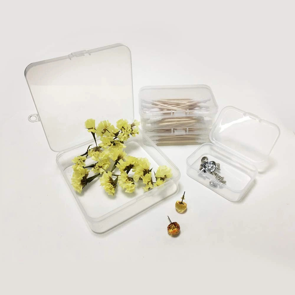 18 scatole portaoggetti trasparenti in plastica con coperchio a ribalta, 3 dimensioni, contenitori per gioielli, piccoli oggetti, carte, accessori, paillettes