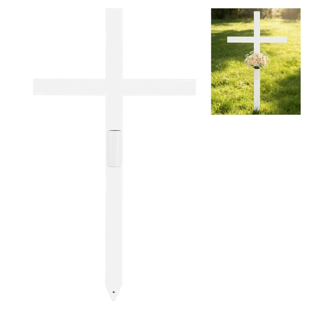 Croce commemorativa in ferro, dimensioni 56,3 x 30,7 cm, adatta per tombe e giardini