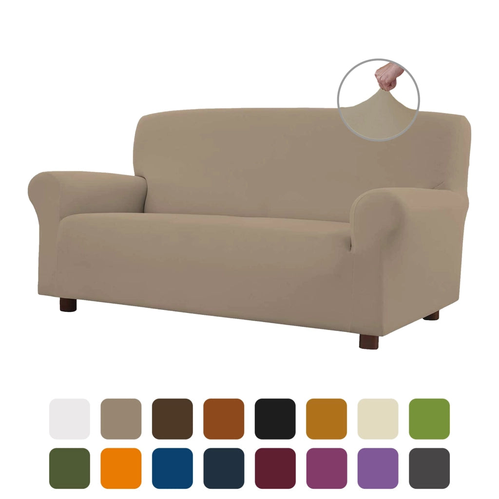 Copertura elastica per divano, 4 posti, resistente alle macchie, color crema