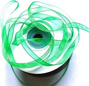 Organza leggera, verde, rotolo da 50 metri, trasparente