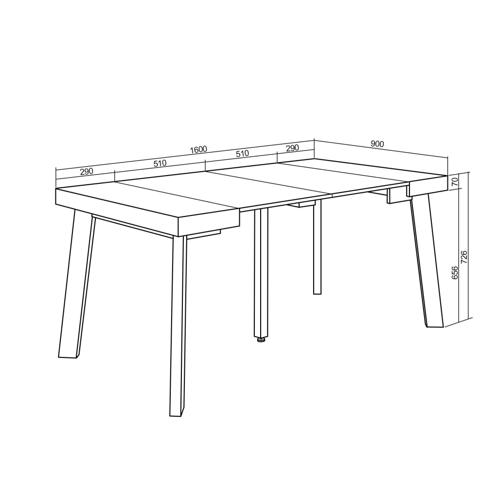 Tavolo da pranzo allungabile, 160 cm, bianco, per 8 persone