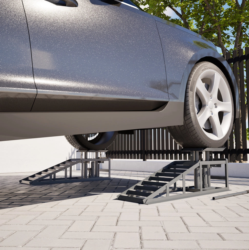 Set 2 rampe auto regolabili con martinetti idraulici, grigio
