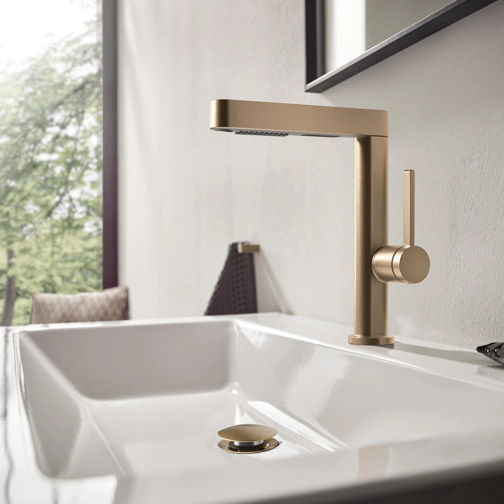 Valvola di scarico Push-Open per miscelatori di lavabi e bidet, bronzo spazzolato