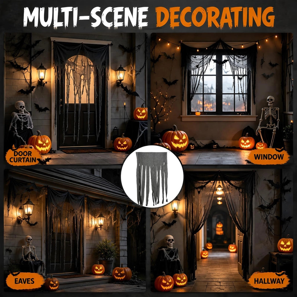 Decorazione per porta a tema Halloween, set da 3, 100 x 165 cm, tessuto, design horror con elementi sanguinolenti