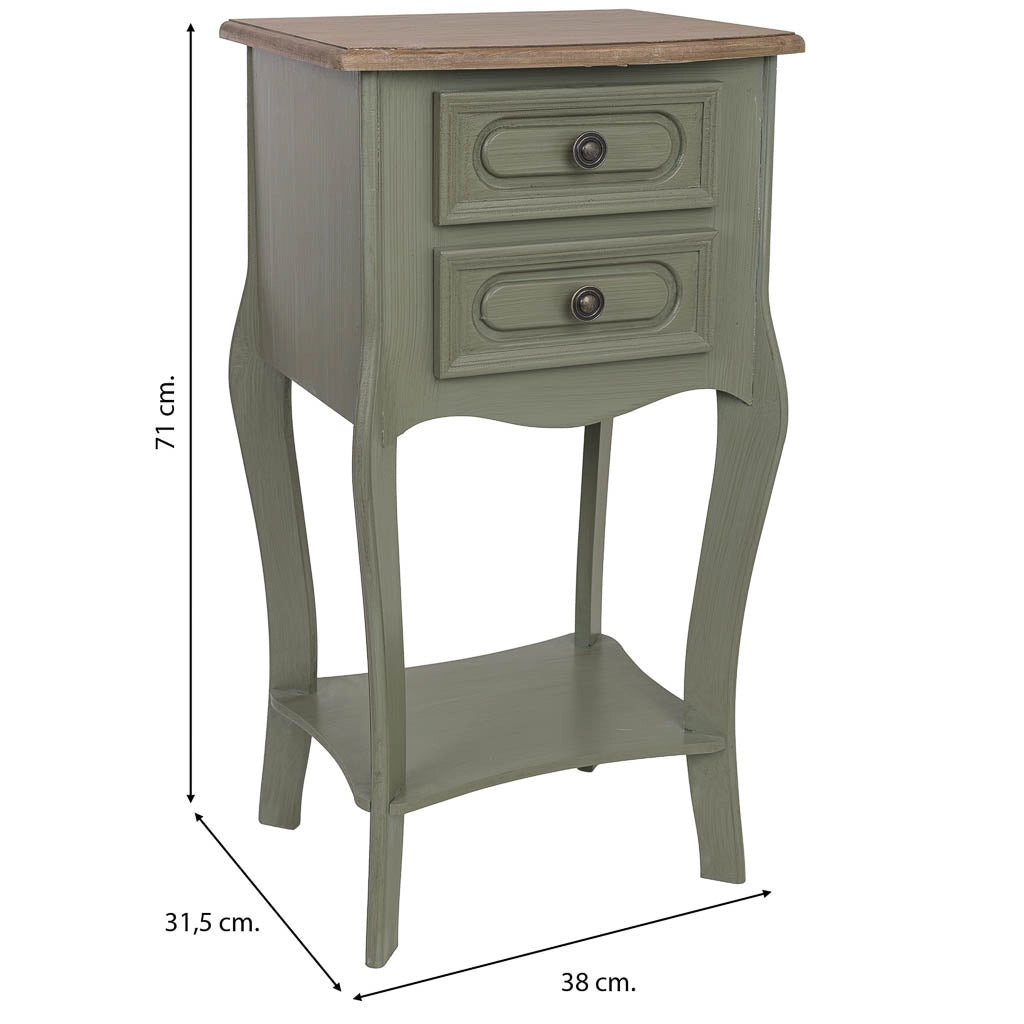 Comodino in legno verde 38x31,5x71h cm
