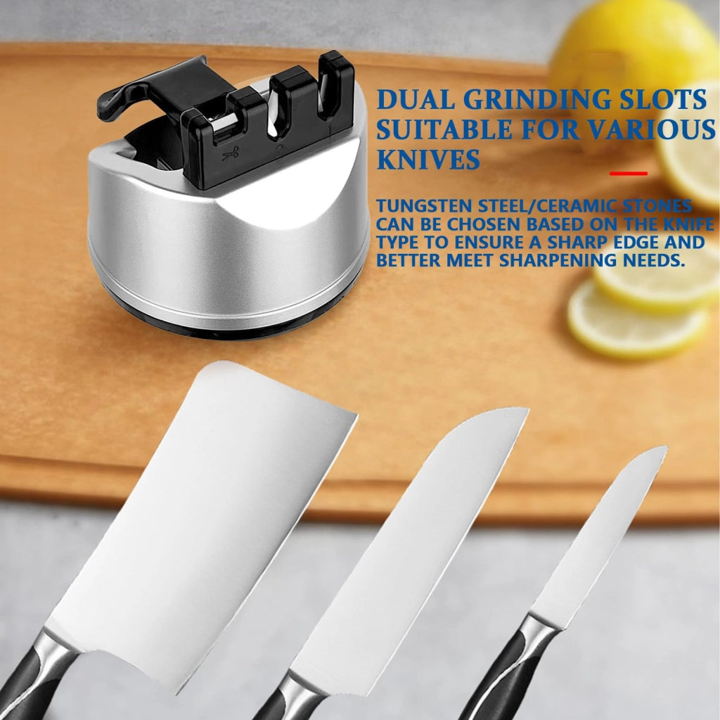 Affilacoltelli 3-in-1 con ventosa, manuale, per coltelli da cucina