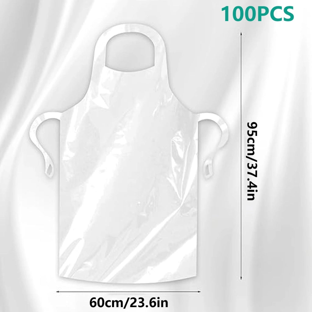 100 grembiuli monouso in polietilene, 95 x 60 cm, trasparenti, per pittori e uso in cucina