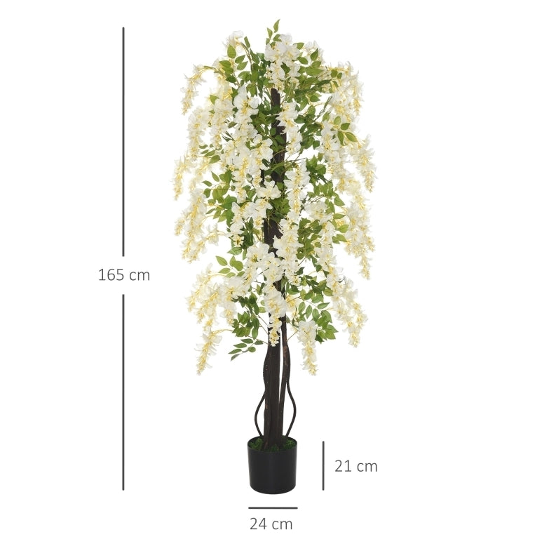 PIANTA ARTIFICIALE Glicine bianco 165 cm in plastica con vaso per interni ed esterni