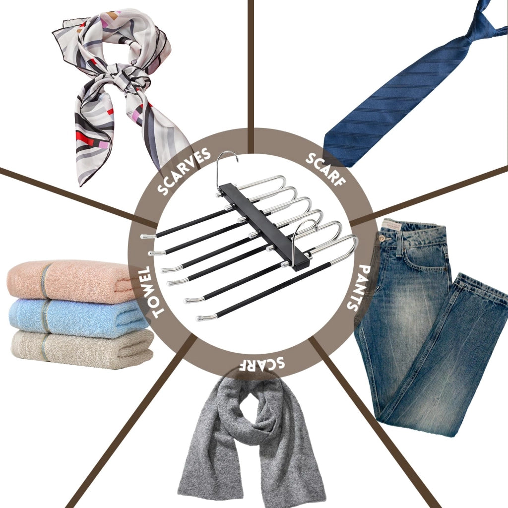 Appendiabiti salvaspazio per pantaloni – Antiscivolo, pieghevole, per 6 capi di abbigliamento