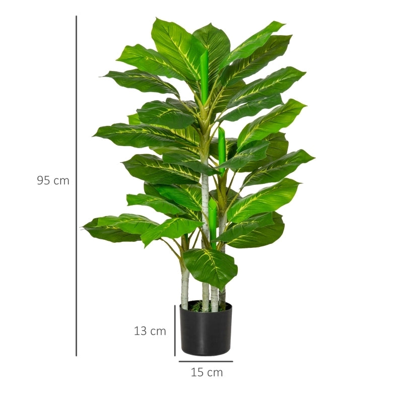 PIANTA ARTIFICIALE 95 cm Verde con 33 foglie e vaso