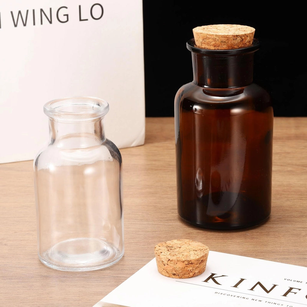 Confezione da 2 flaconi di vetro da 500 ml con tappo in sughero, color marrone