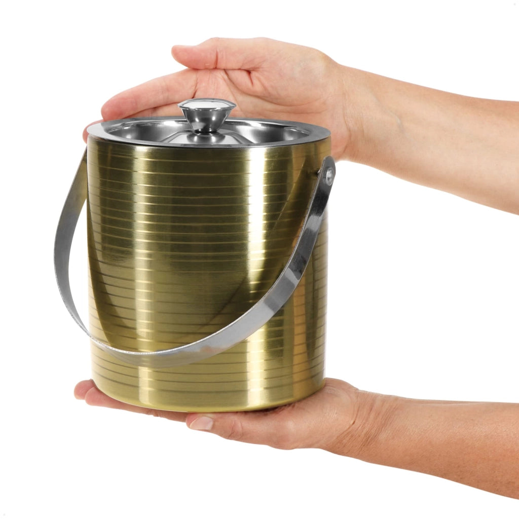 Contenitore refrigerante in acciaio inossidabile, a doppia parete, color oro, capacità 1,5 litri