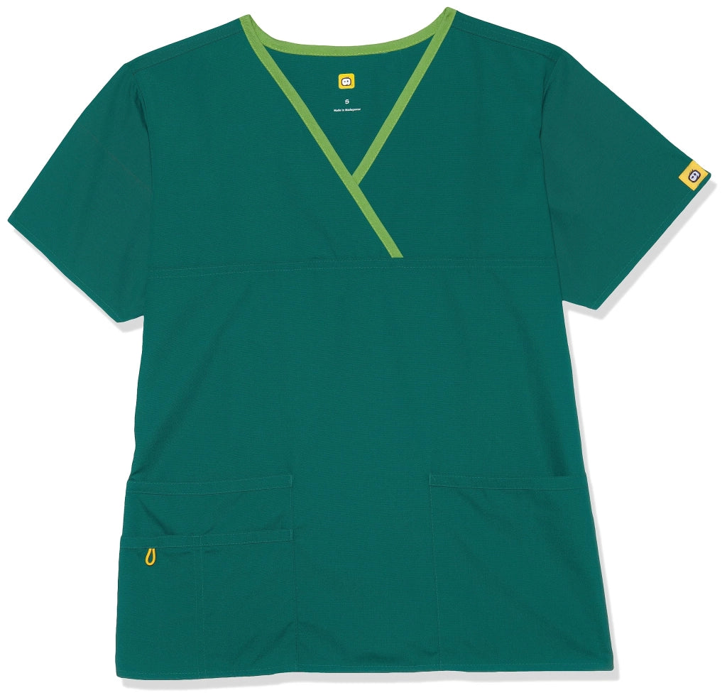 Top a scollo a V con effetto drappeggiato, colore verde "Jäger", taglia estesa 4XL, da donna