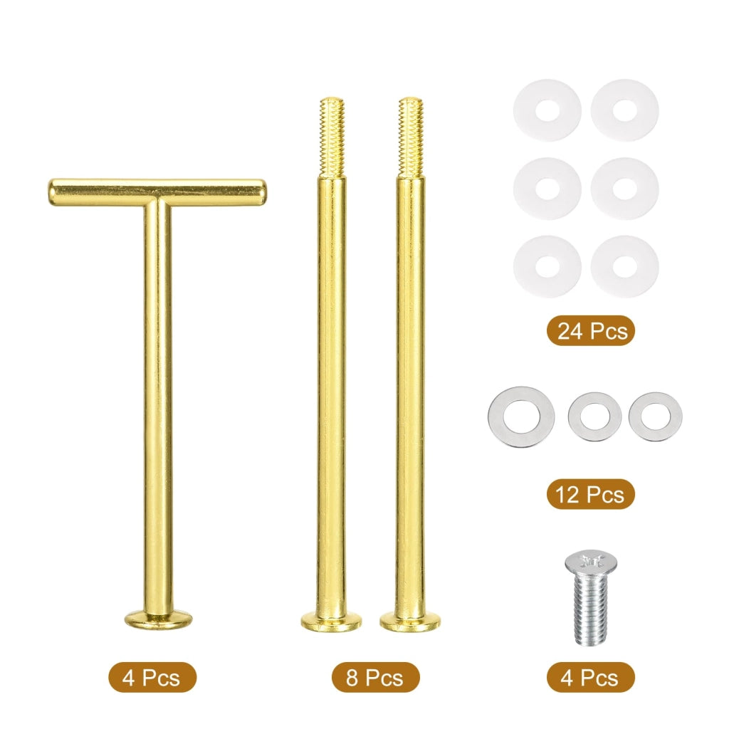 Set di 4 supporti per cupcakes in lega di zinco, forma a "T", color oro