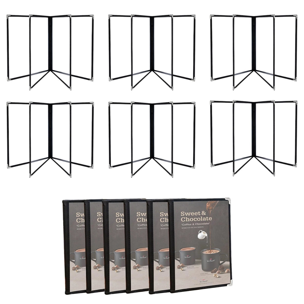 Porta menu A4, confezione da 6 pezzi, fronte-retro, impermeabile, trasparente