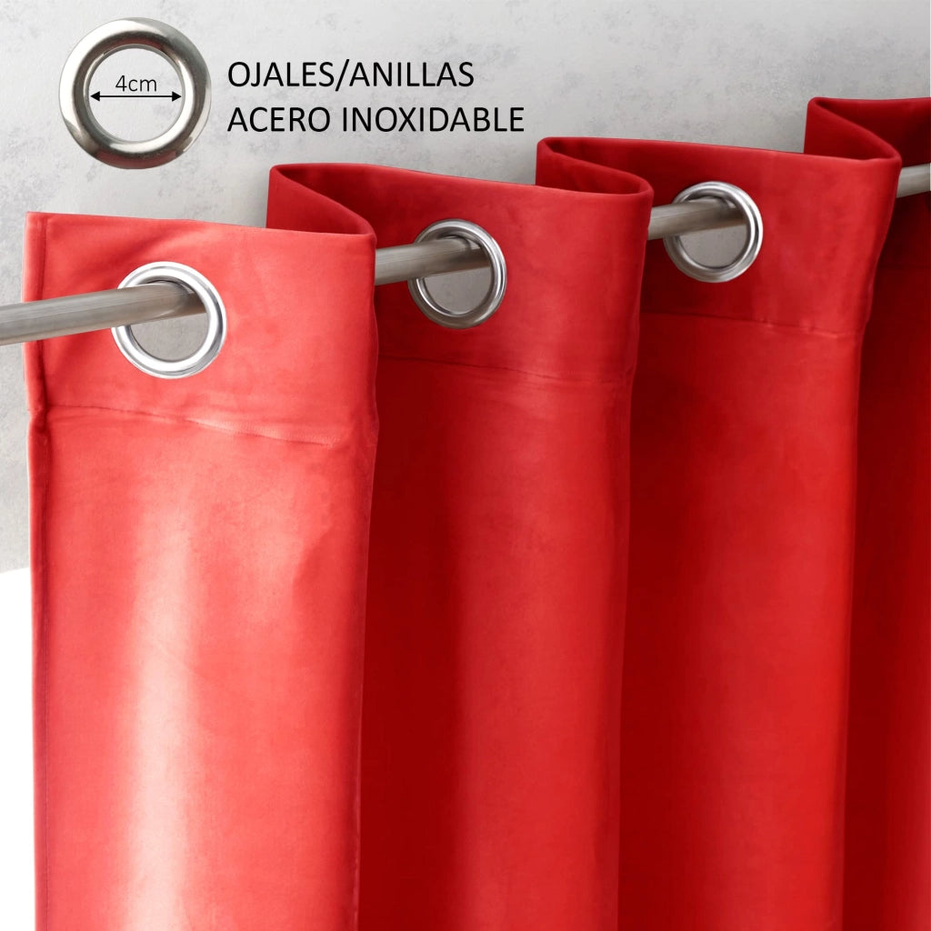 Tenda oscurante con passanti, colore rosso, 250x260 cm, 1 pezzo