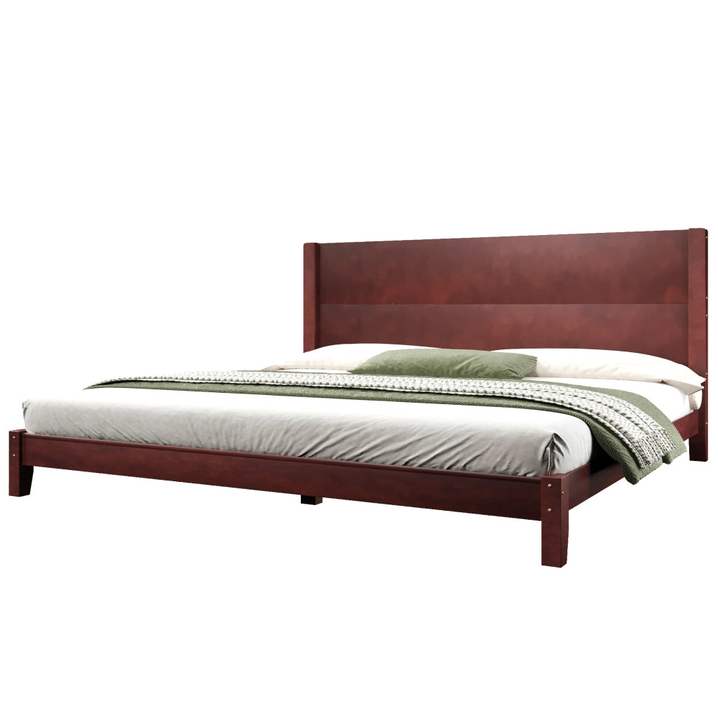 Letto piattaforma 180x200 cm con testiera e rete a doghe, marrone
