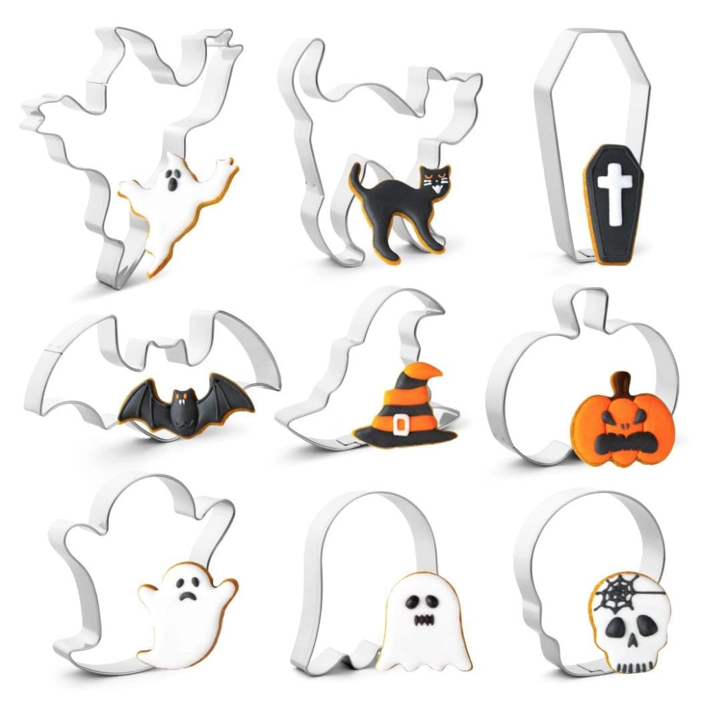 Set di 9 formine per biscotti a tema Halloween, in acciaio inossidabile