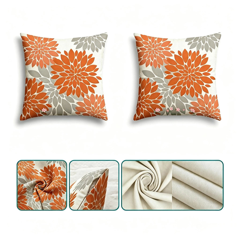Cuscini decorativi, 50x50 cm, motivo Dahlia, fronte-retro, confezione da 2