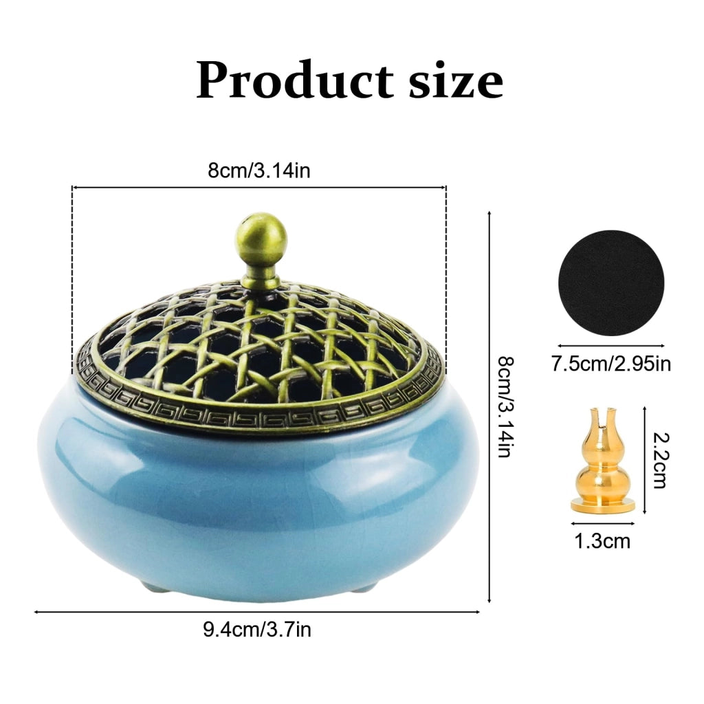 Portacenere per incensi in Vetroceramica, forma circolare, dimensioni 8x9,4x8 cm
