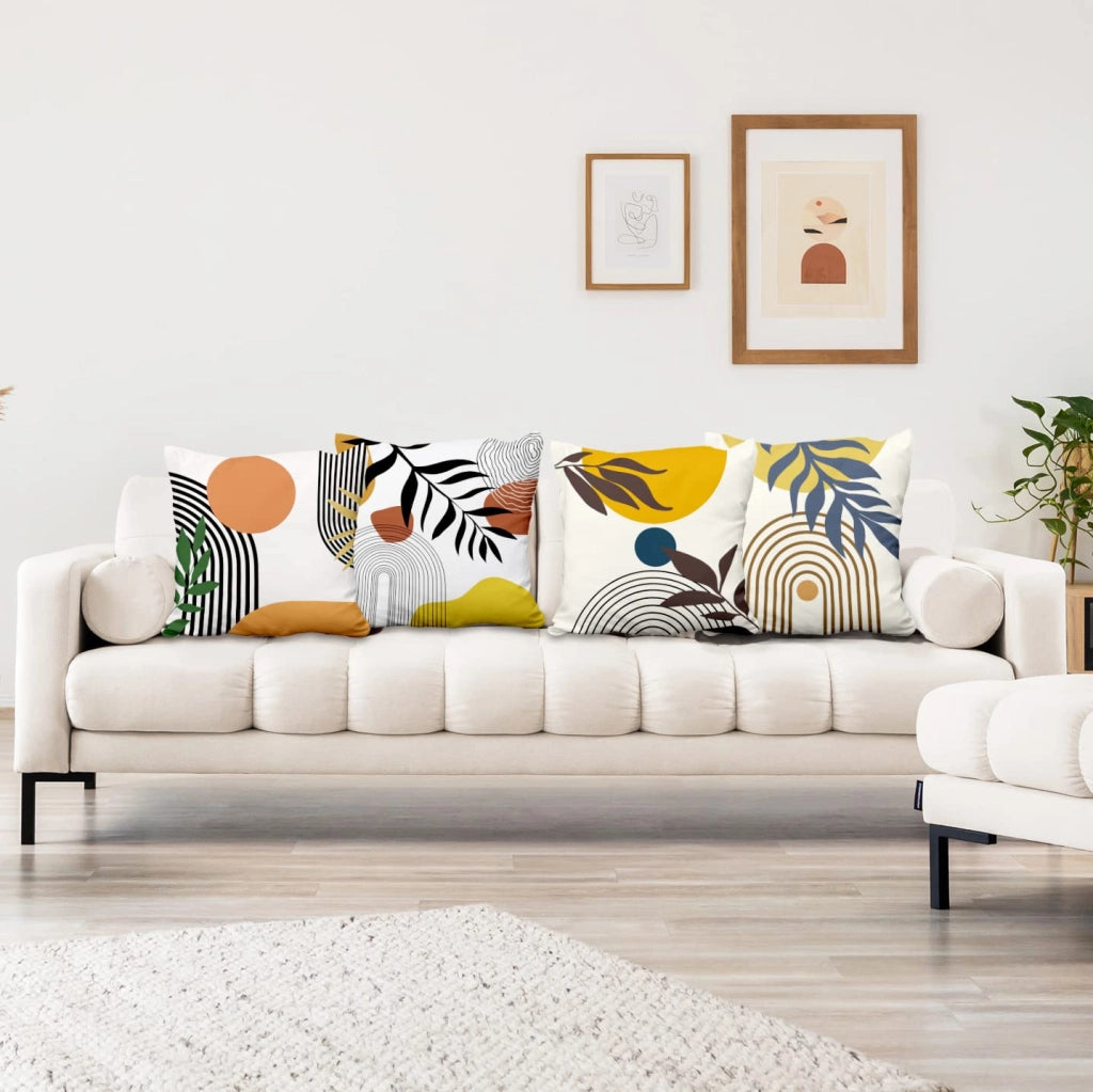 Cuscino decorativo, 41x41 cm, stile bohémien, design astratto, set da 4, aspetto simile al lino