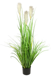 Erba di Pampas artificiale in vaso, 120 cm, bianca, facile da curare