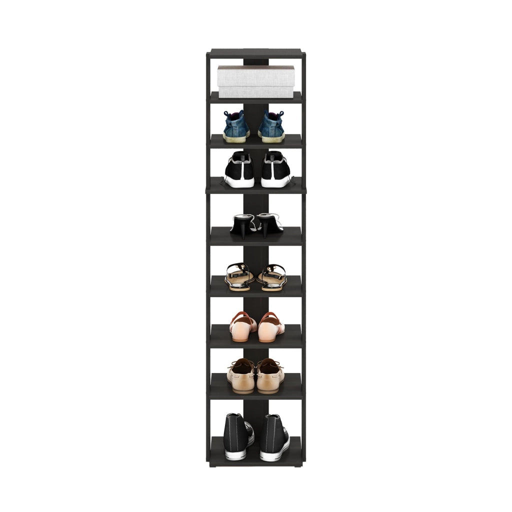 Scaffale a 9 ripiani per scarpe, autoportante, colore espresso, altezza 130 cm