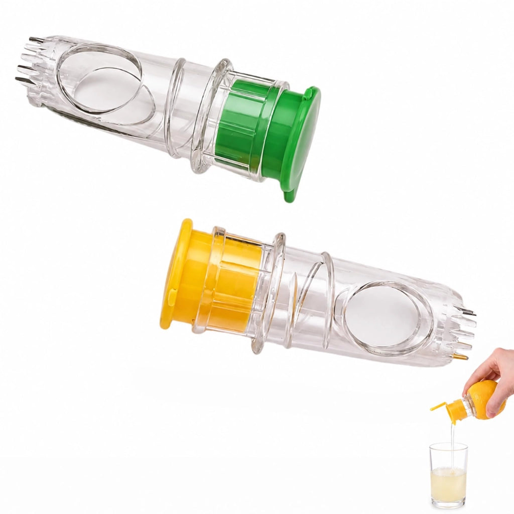 Set di 2 spremiagrumi manuali, con punta dentellata, colore giallo e verde
