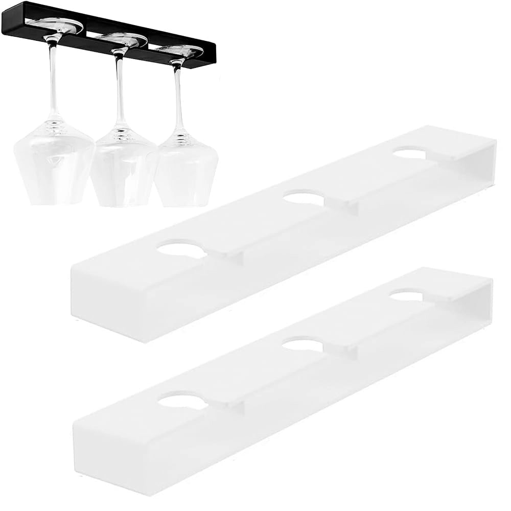 Portabicchieri da appendere, 2 pezzi, colore bianco, materiale plastico, lunghezza 33,5 cm