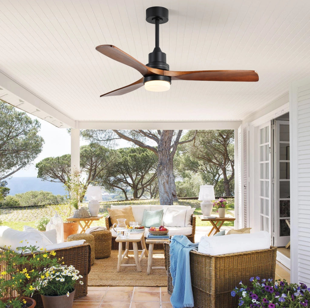 Ventilatore da soffitto 132 cm nero con LED dimmerabile e motore DC reversibile