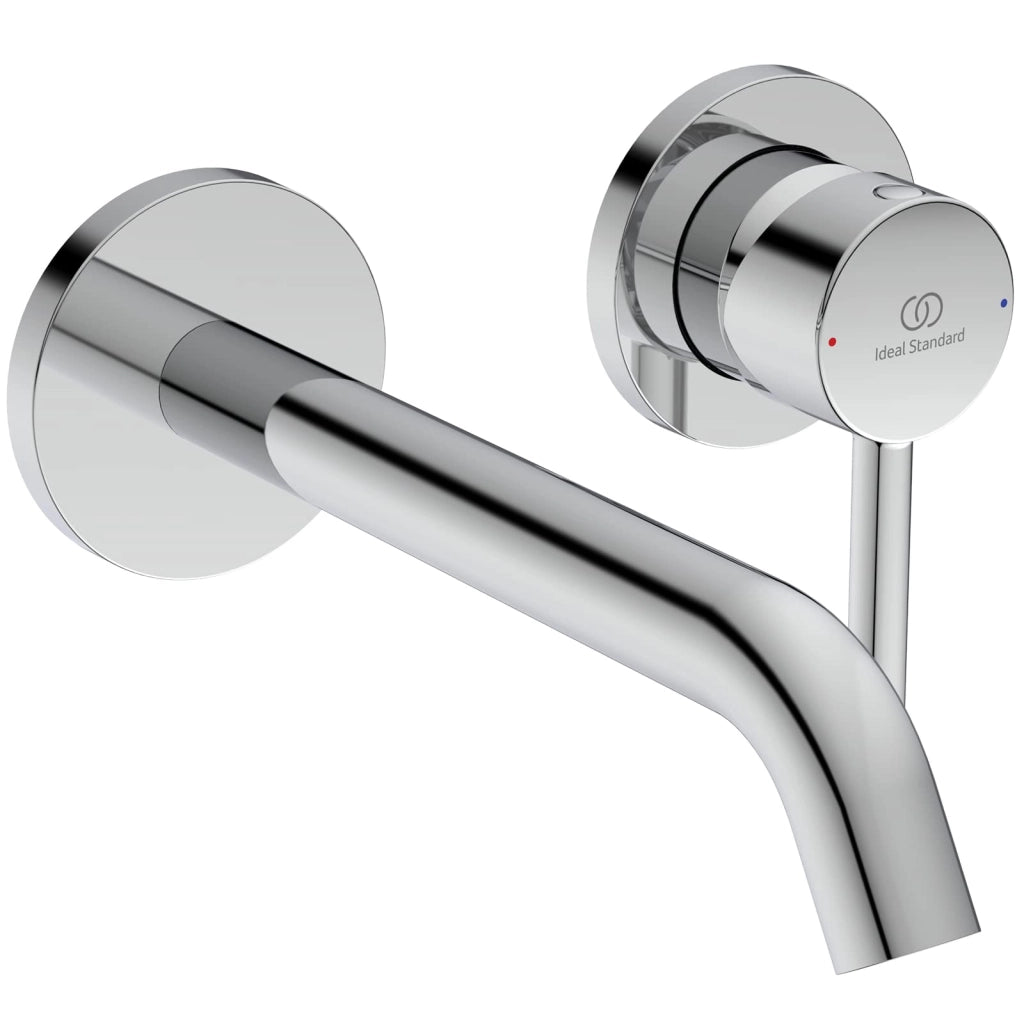 Miscelatore monocomando per lavabo, da montare a parete, cromato, con bocchetta fissa