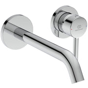 Miscelatore monocomando per lavabo, da montare a parete, cromato, con bocchetta fissa