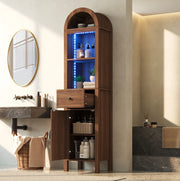 Mobile alto da bagno con luce LED e ante reversibili, 40 x 30 x 163 cm