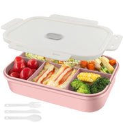 Contenitore per alimenti Bento, capacità 1400 ml, con 4 scomparti, a prova di perdite, senza BPA, colore rosa