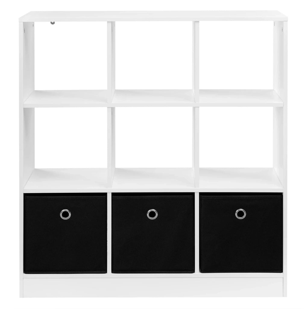 Libreria scaffale 80 x 86,5 x 30 cm bianco e nero in legno ingegnerizzato