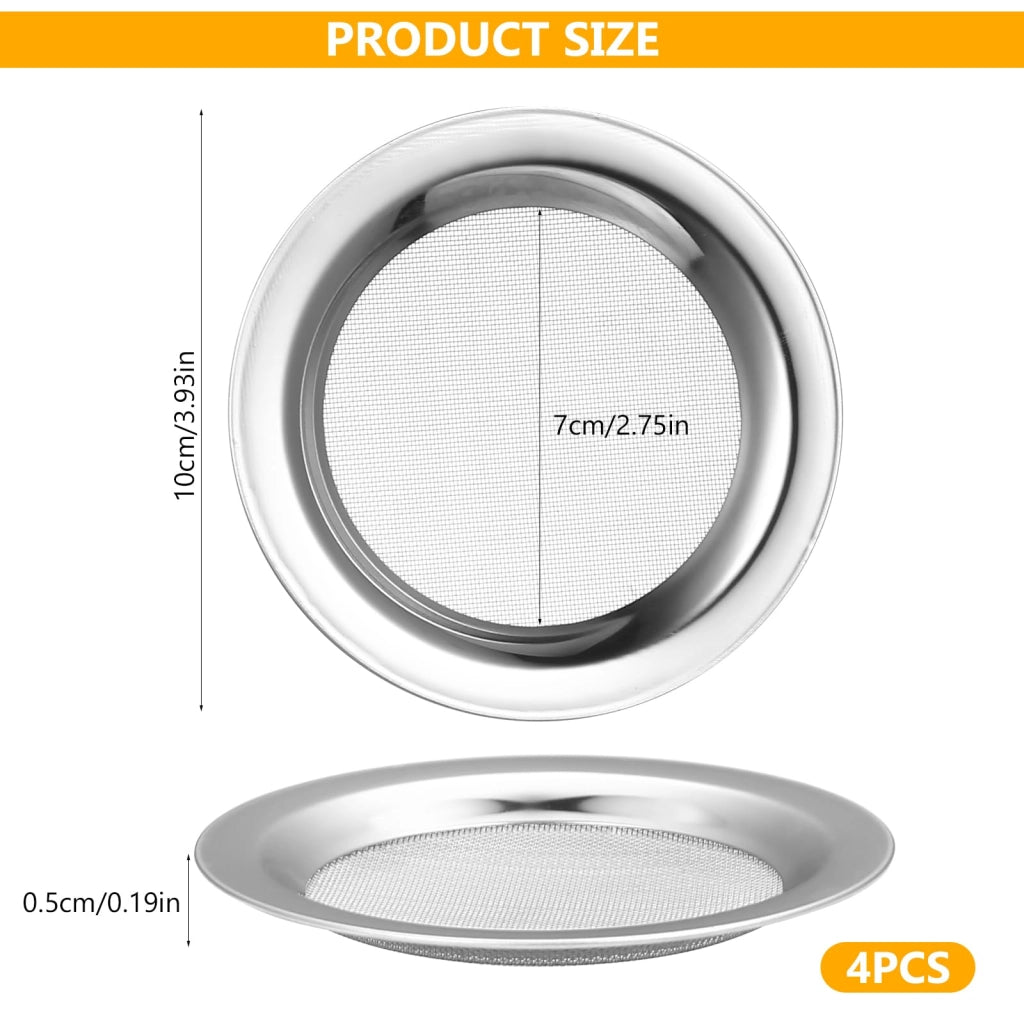 Set di 4 setacci in acciaio inossidabile, diametro 10 cm, per l'aromaterapia