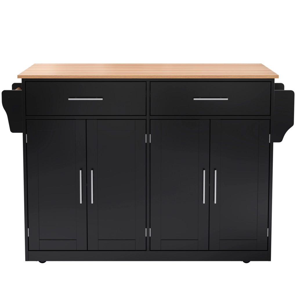 Carrello da cucina con piano pieghevole, 120x46(70)x91,5 cm, nero, con ruote e gambe in legno sostituibili