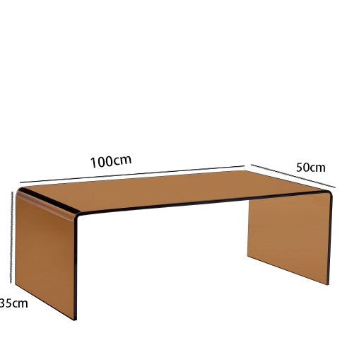 Tavolino da salotto in vetro temperato curvato marrone 100 × 50 × 35 cm