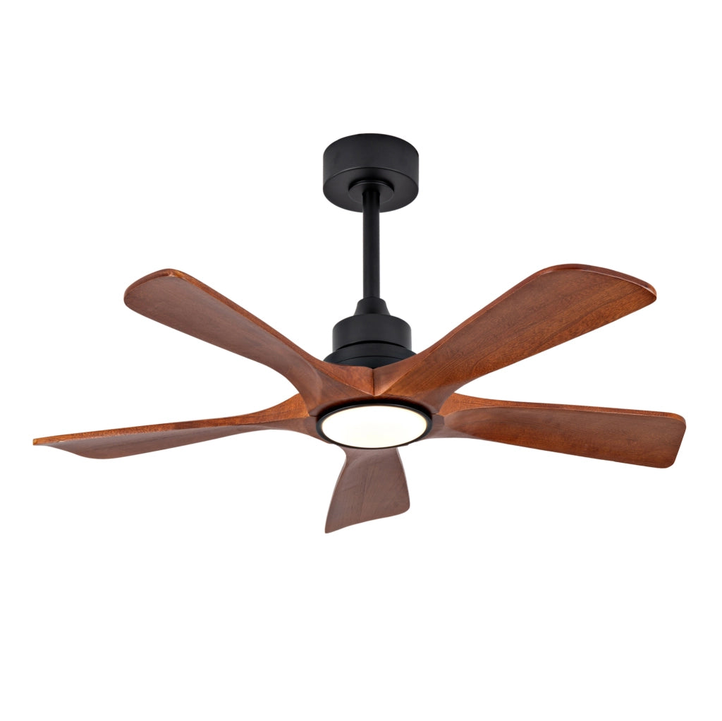 Ventilatore da soffitto da 106,6 cm con luce e telecomando, nero/noce, per soggiorno