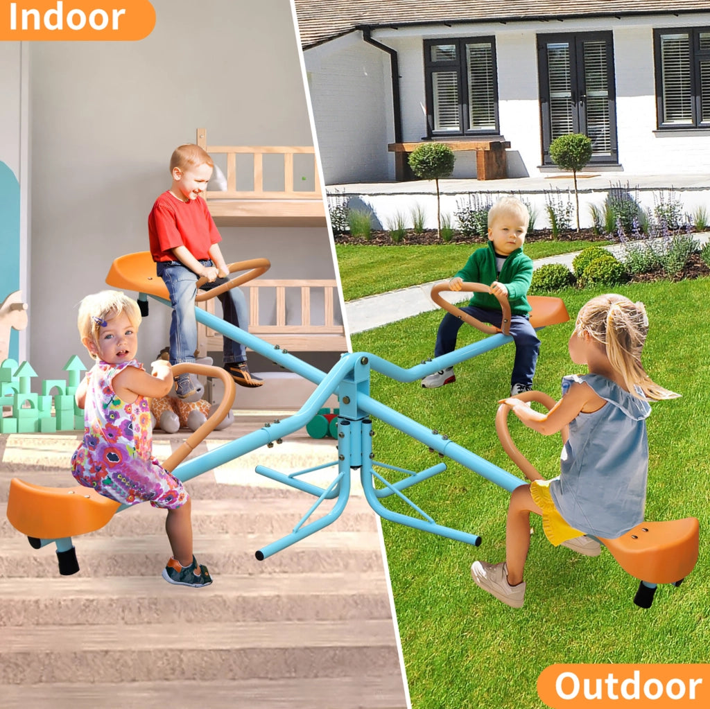 Altalena a bilico ULEVR 182,88 cm per 4 bambini, struttura in ferro e plastica, blu e arancione