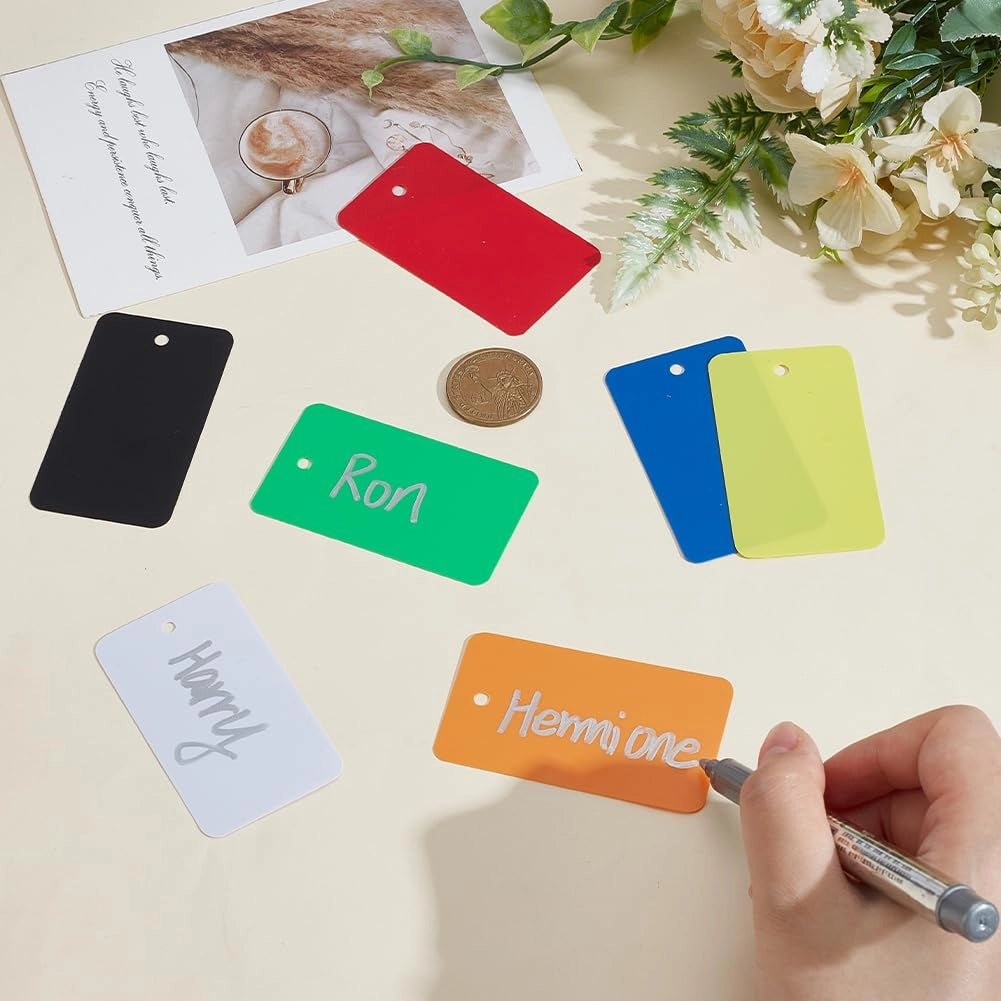 140 portachiavi in PVC, 7 colori, 4x7 cm, impermeabili, scrivibili
