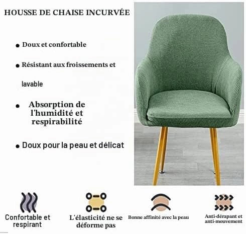 Set di 4 copri-sedia elasticizzati, in tessuto jacquard, con copri-braccioli