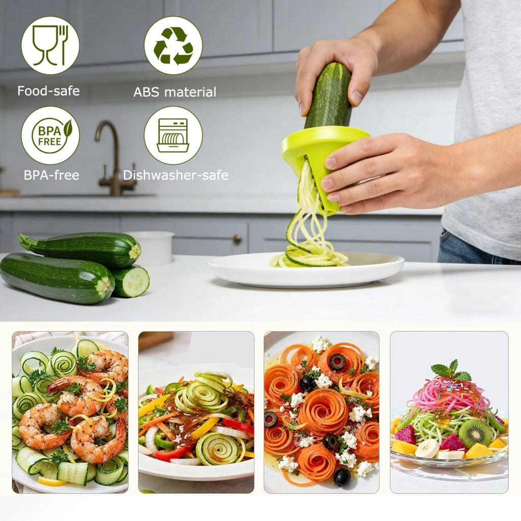 Spirale per verdure, set di 4 pezzi, funzionamento manuale, design compatto