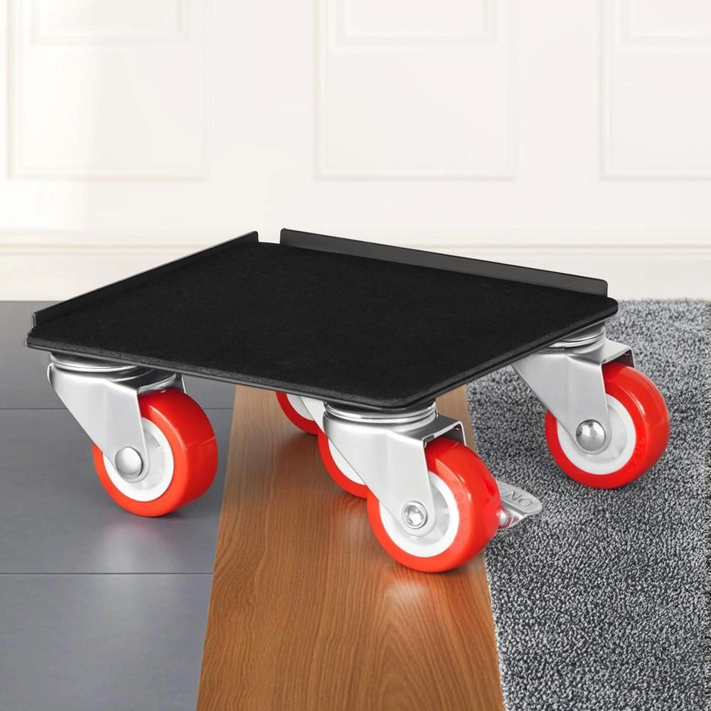 Set 4 Carrelli per Mobili XY-7 in Acciaio al Carbonio con 5 Ruote Girevoli a 360 Gradi Trasportatore Carico 544 kg per Fai da Te