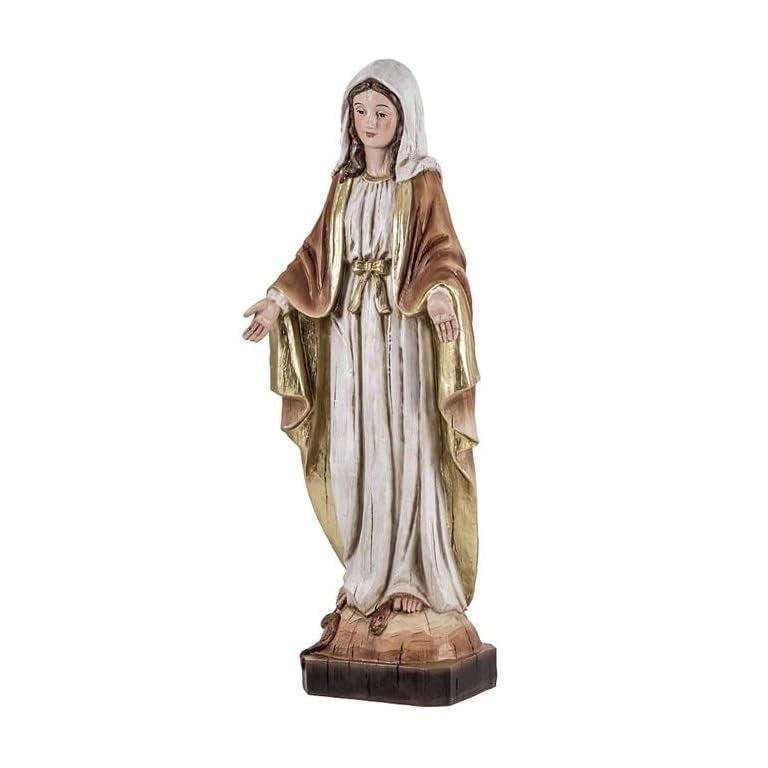 Figura della Madonna, realizzata in resina, dipinta a mano, altezza 30 cm